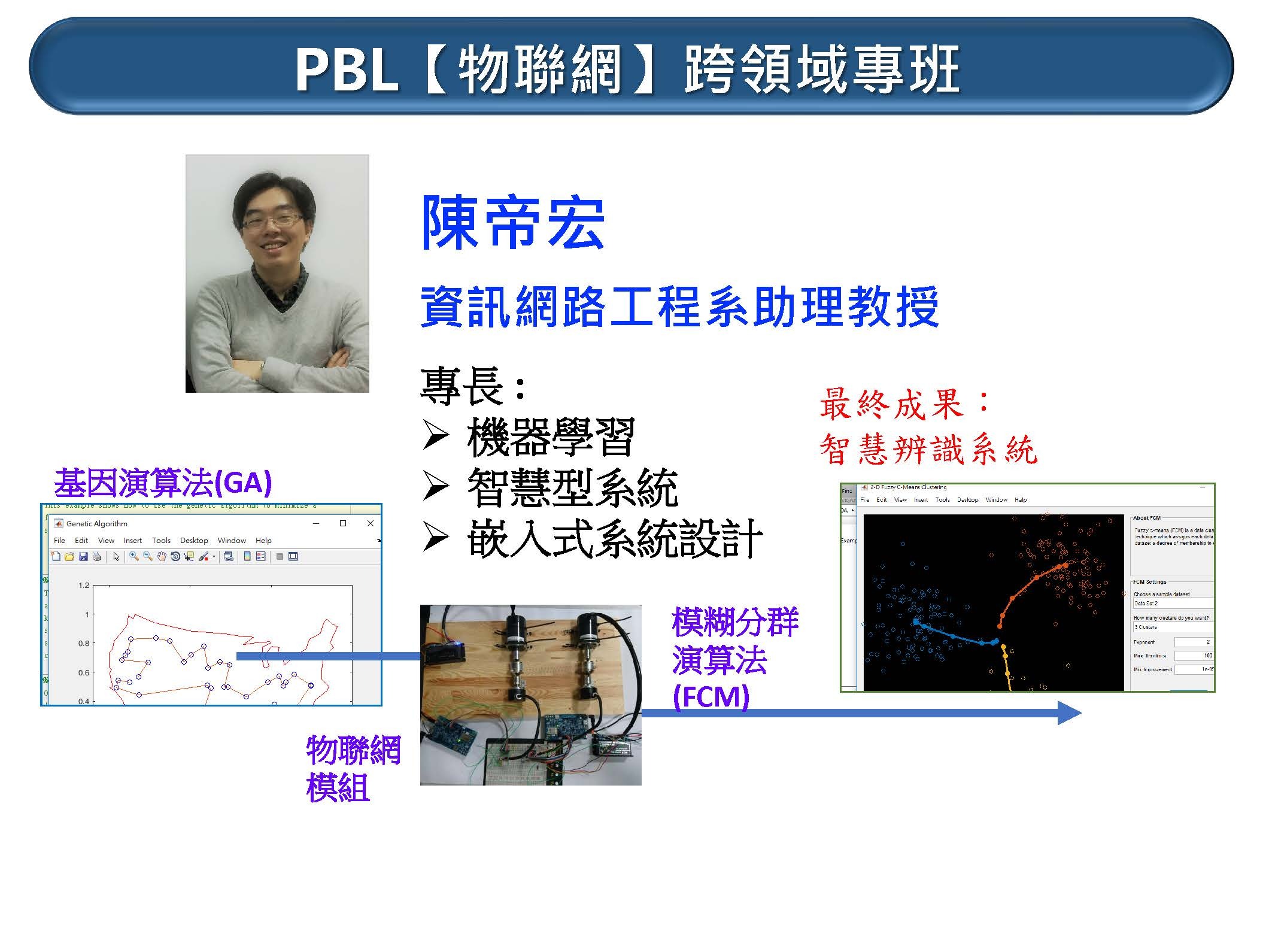 PBL(物聯網)跨領域專班指導老師陳帝宏簡介示意圖